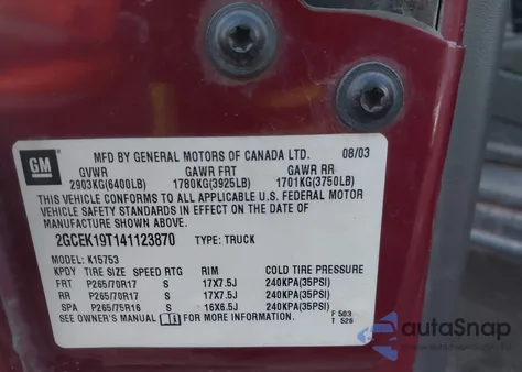 2004 Chevrolet Silverado 1500 Z71 z USA, uszkodzony, nr VIN 2GCEK19T141123870